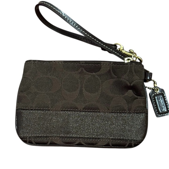 Coach Handbags - Coach Signature Brown Wristlet – Leather Strap